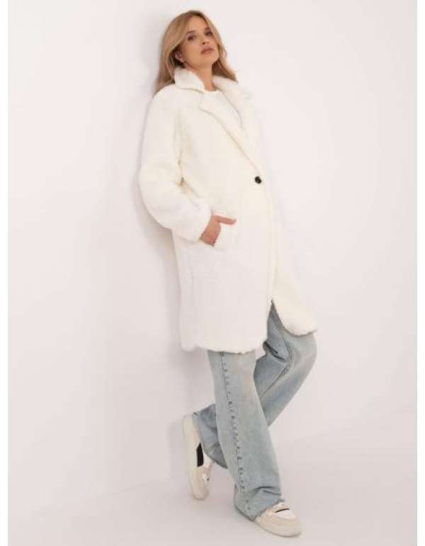 Ecru női báránybőr műbőr kabát