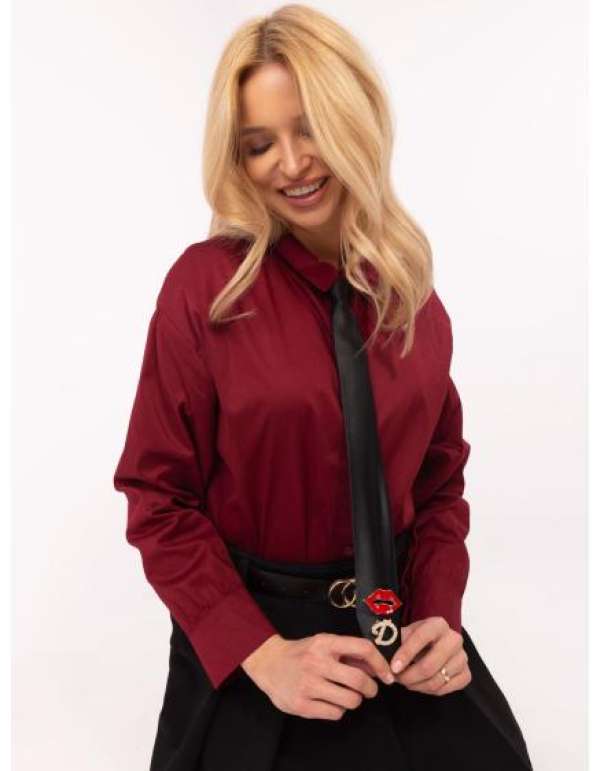 Bordeaux-i női ing levehető nyakkendővel