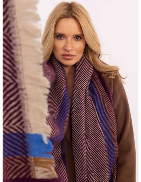 Bordeaux-i csíkos női téli sál