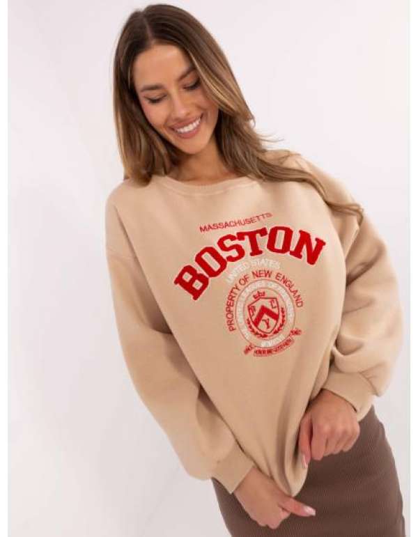 Bézs színű kapucnis pulóver béléssel és kapucnival