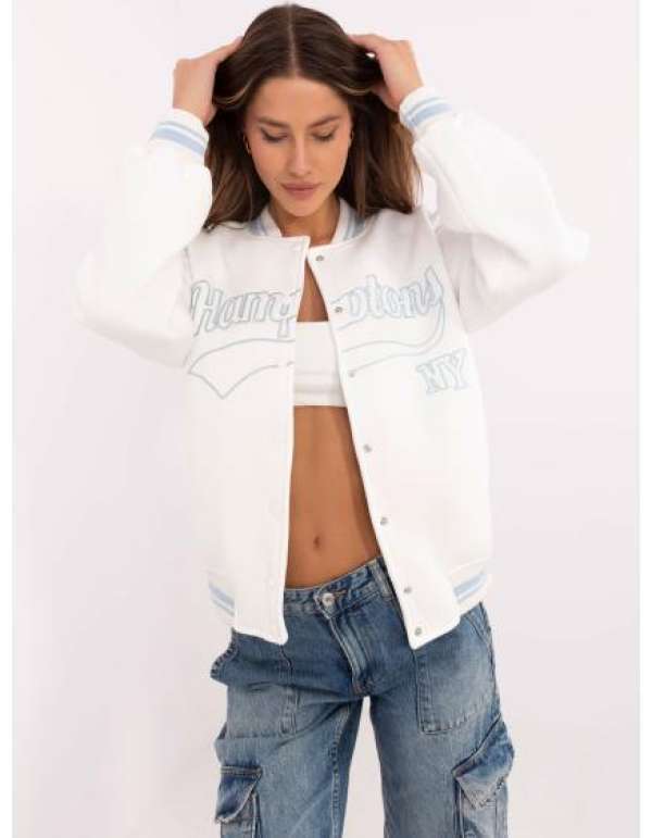 Ecru női bomberdzseki hímzéssel