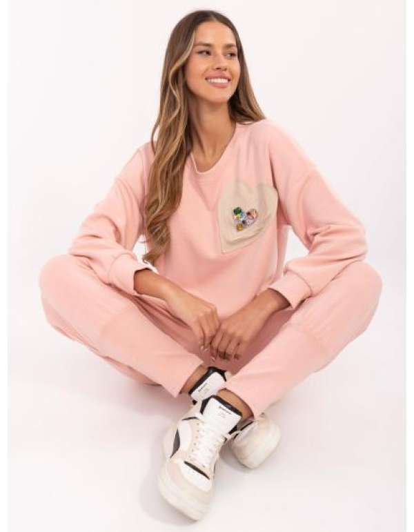 Barackszínű női kerek nyakú blúz