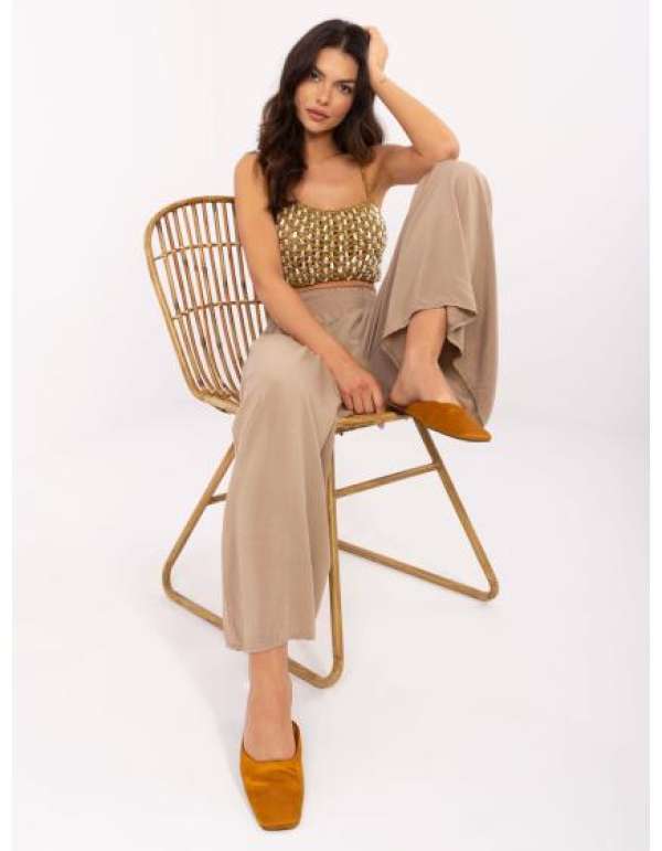 Barna női nadrág viszkózvarrással OCH BELLA