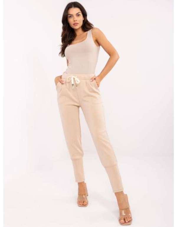 Bézs színű női melegítőnadrág nyakkendővel