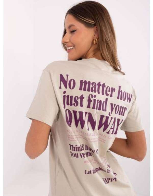 Bézs színű, kerek nyakú póló SUBLEVEL