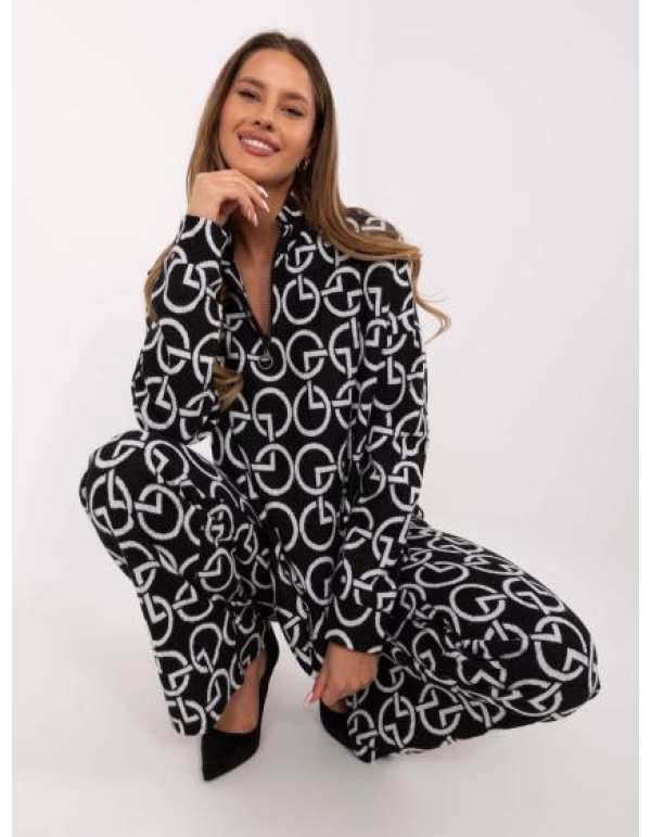 Fekete kétrészes női mintás szett