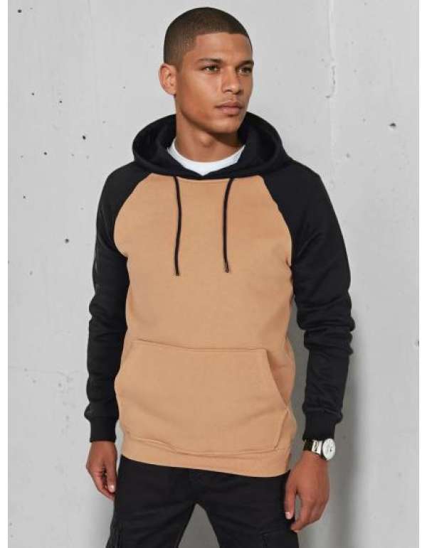 Férfi alap pulóver, kapucnis, kamel