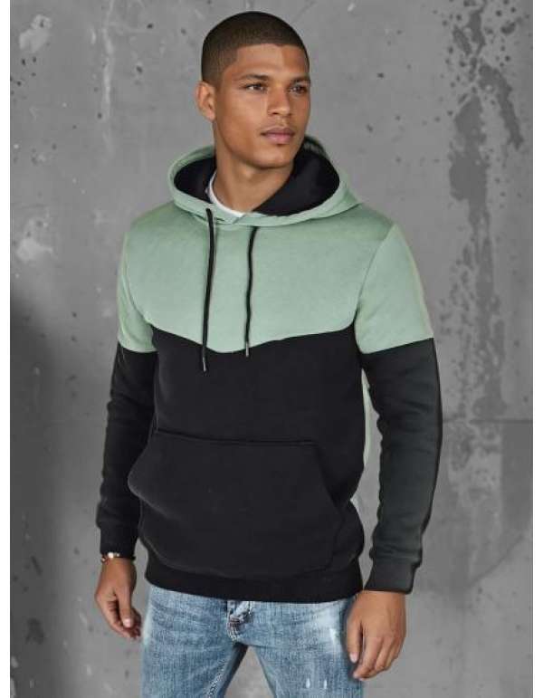 Férfi alap pulóver kapucnival, menta