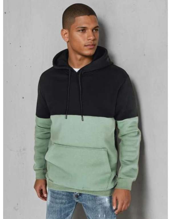 Férfi alap pulóver kapucnival, fekete