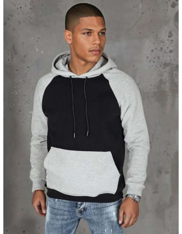 Férfi alap pulóver kapucnival, fekete