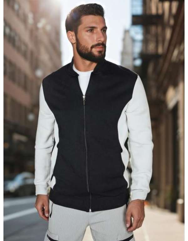 Férfi pulóver állógallérral, fekete