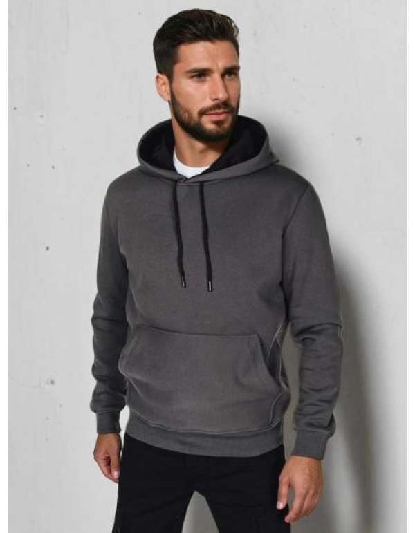 Férfi alap pulóver, kapucnis, grafit
