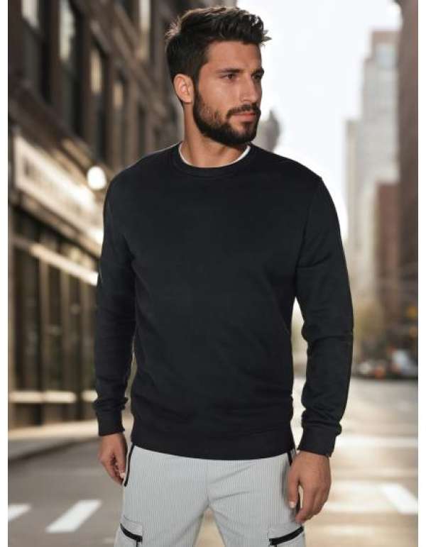 Férfi alap pulóver, fekete