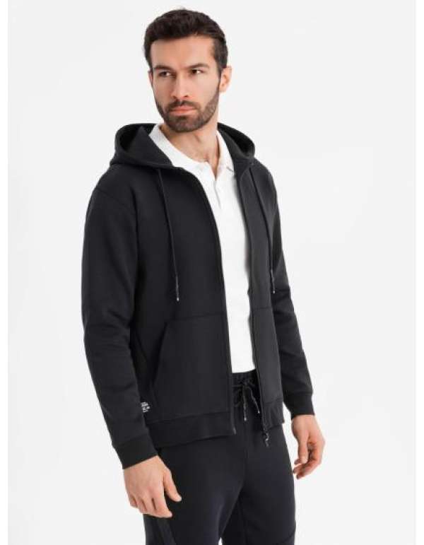 Cipzáras kapucnis pulóver streetwear stílusban - fekete V3 OM-SSZP-0213