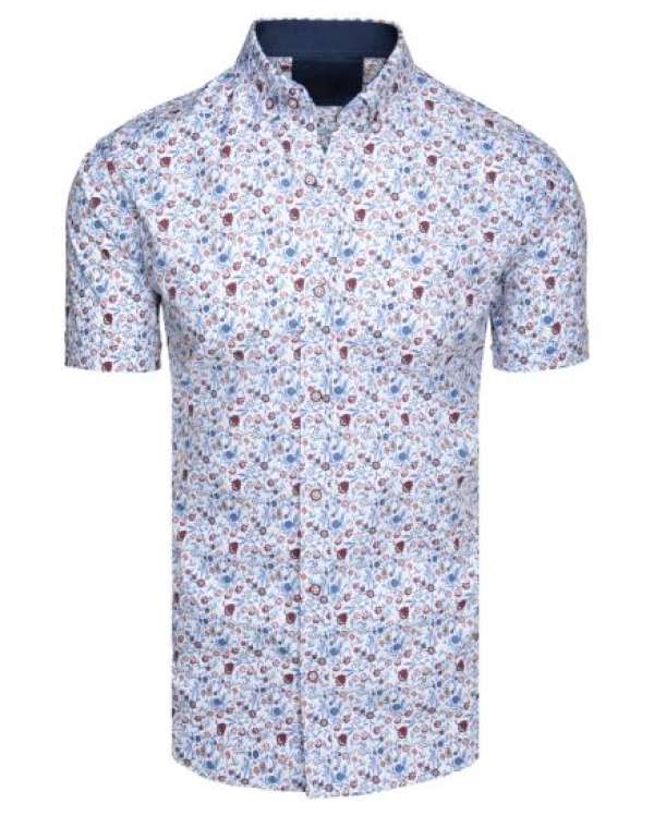 Férfi ing mintás, rövid ujjú, fehér