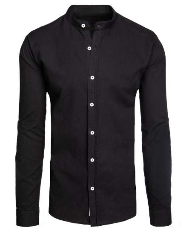 Férfi állógalléros, hosszú ujjú ing, fekete