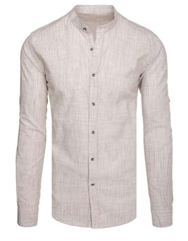 Férfi ing galléros, hosszú ujjú, barna