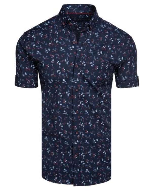 Férfi ing, rövid ujjú, sötétkék