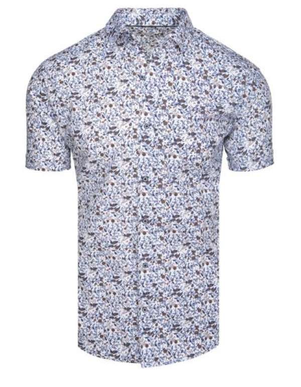 Férfi ing, mintás, rövid ujjú, fehér