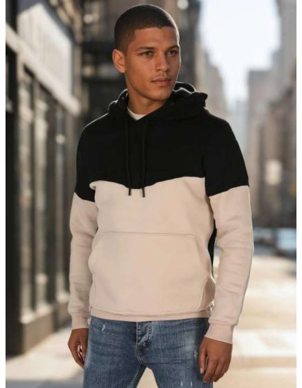 Férfi alap pulóver kapucnival, fekete