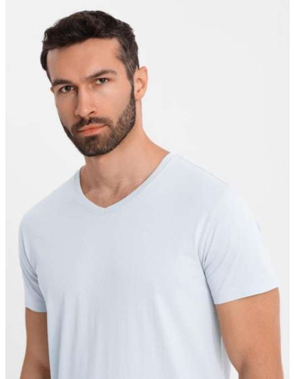 BASIC férfi klasszikus pamut póló, kerek nyakkivágással - világosszürke V23 OM-TSBS-0237