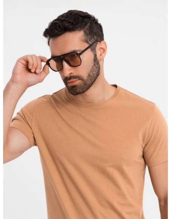 BASIC klasszikus pamut póló férfiaknak - barna V21 OM-TSBS-0236