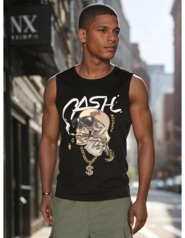 Férfi ujjatlan póló, fekete