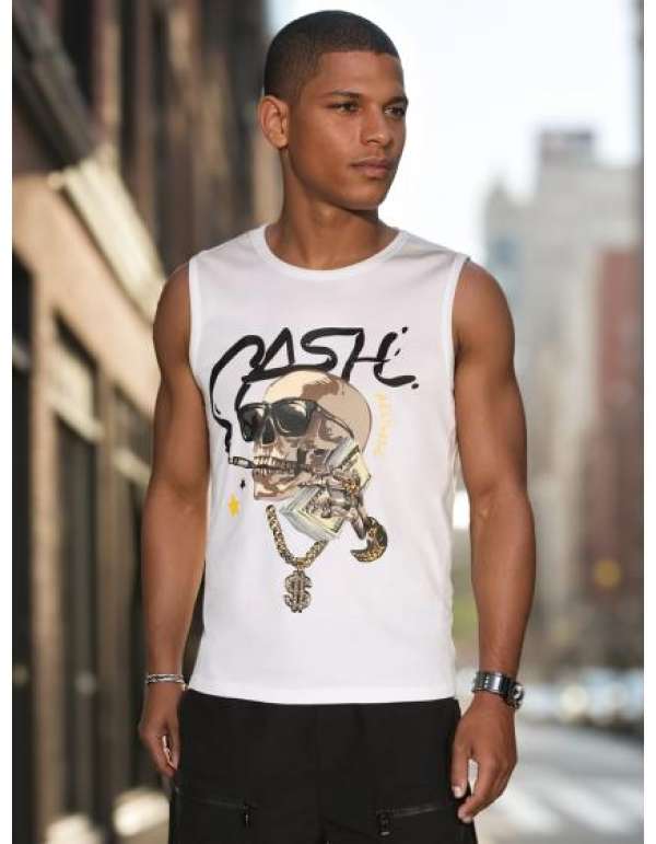 Férfi ujjatlan póló, fehér