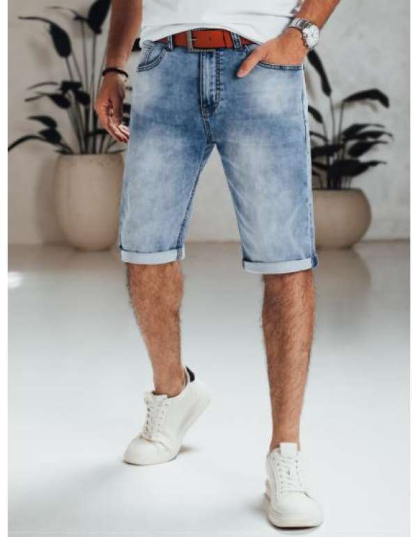 Férfi farmerrövidnadrág, kék, övvel