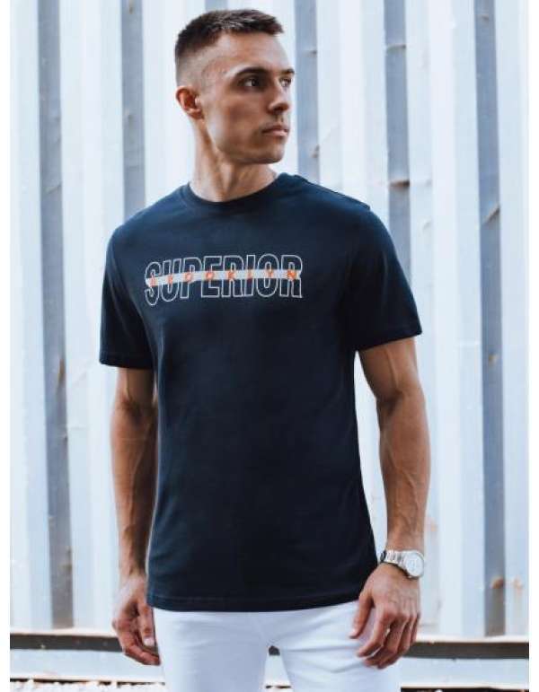 Férfi póló sötétkék nyomtatott