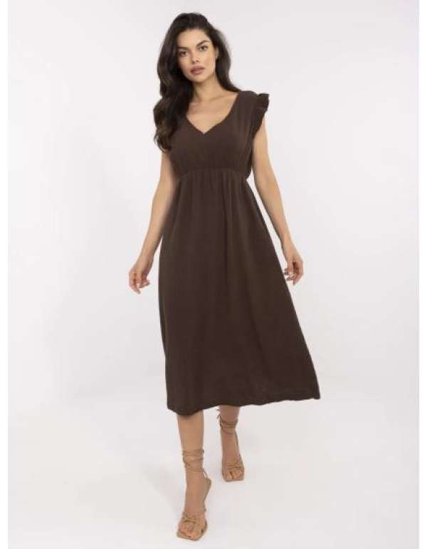 Barna muszlin ruha nyakkivágással