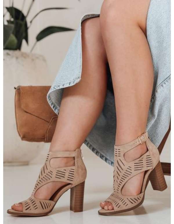 ELENORA női magas sarkú szandál, khaki