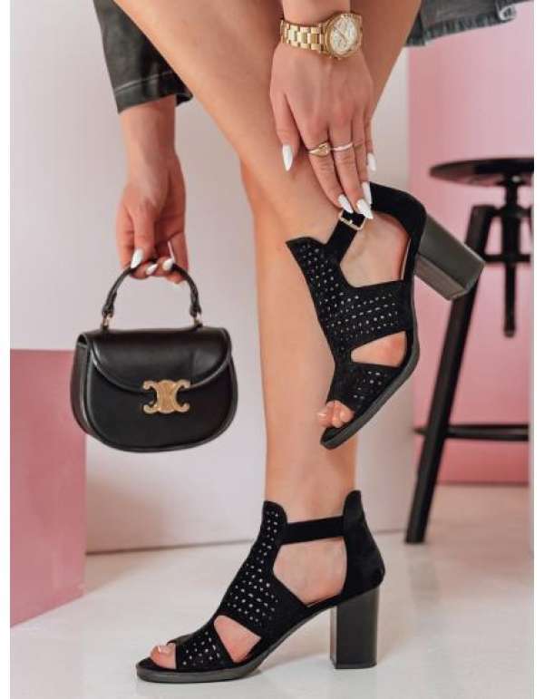 AMIRIA női magassarkú szandál, fekete