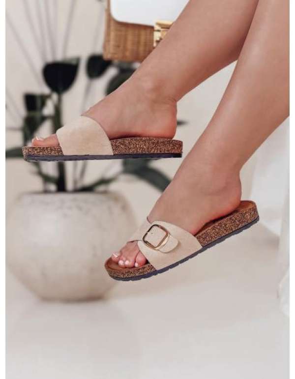 KORKISTI női papucsok, khaki színben