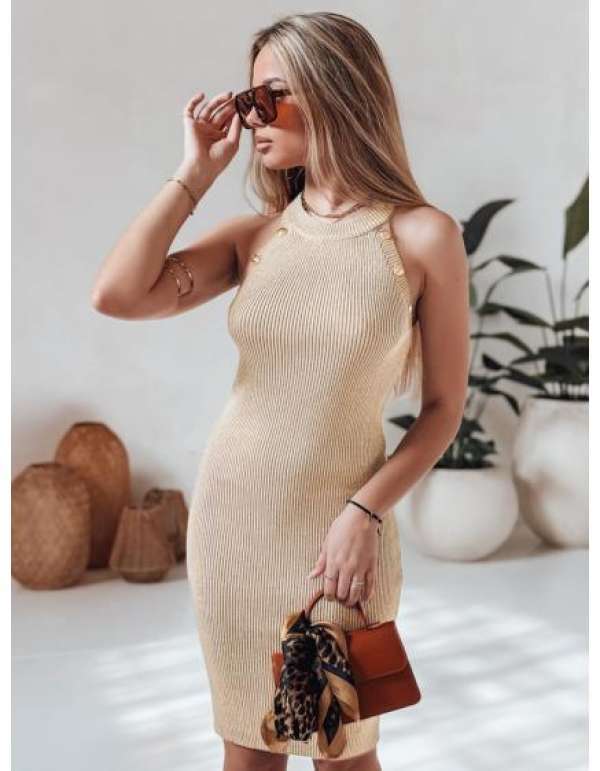 Csíkos midi ruha GLAMMID világos bézs