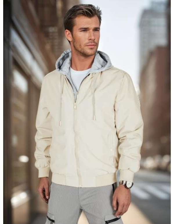 Férfi bomberdzseki kapucnis fehér