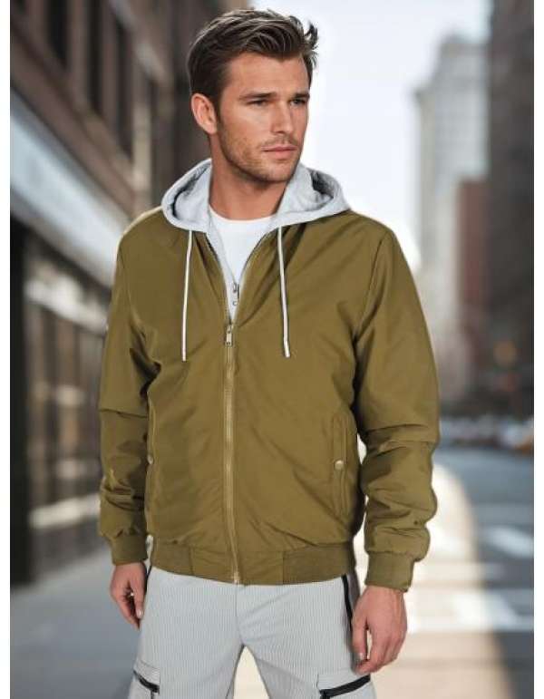 Férfi kapucnis bomberdzseki, zöld