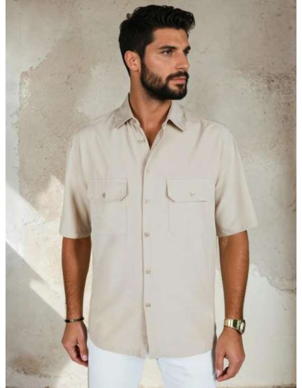 Férfi rövid ujjú ing, bézs