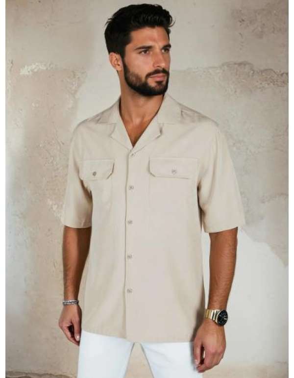 Férfi rövid ujjú ing bézs