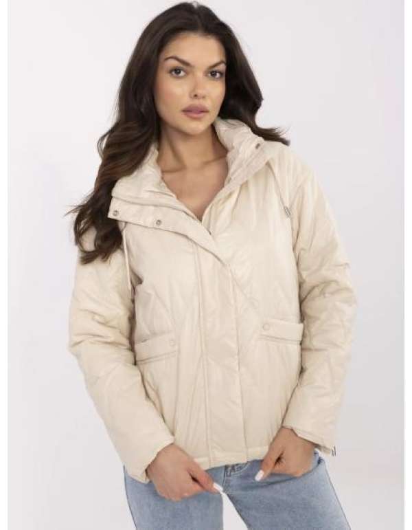 Bézs átmeneti kabát levehető kapucnival