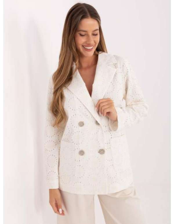 Ecru elegáns kabát hímzéssel
