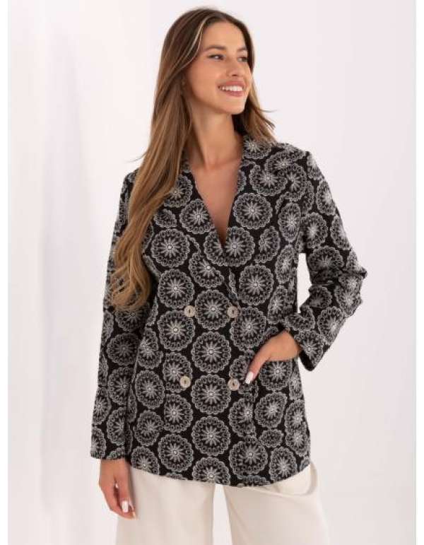 Fekete átlátszó kabát zsebekkel