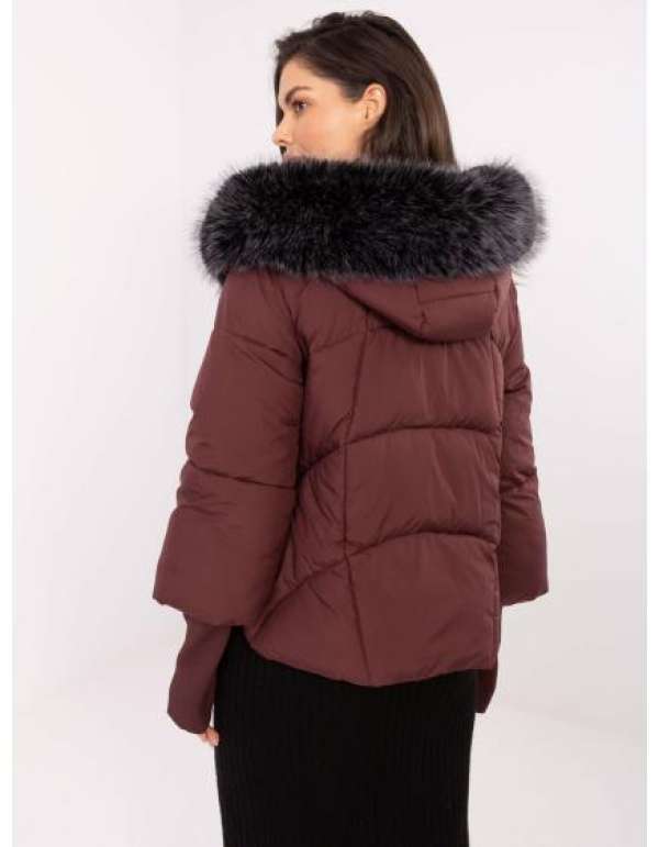 Bordó téli kabát levehető prémmel