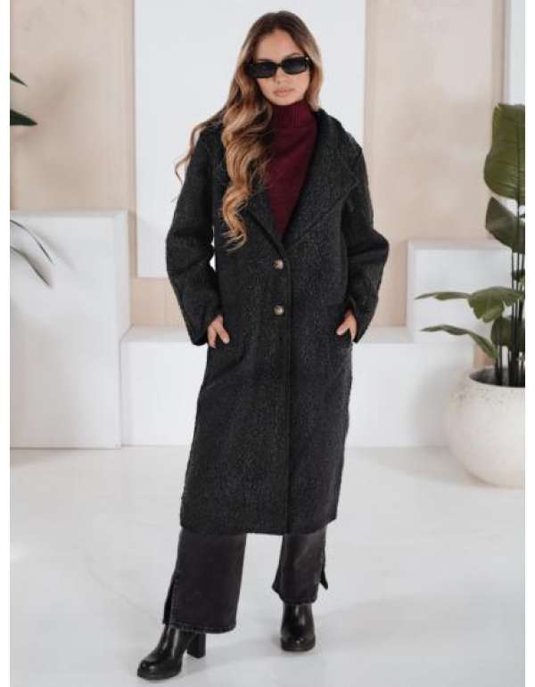 Hosszú női bunda, fekete