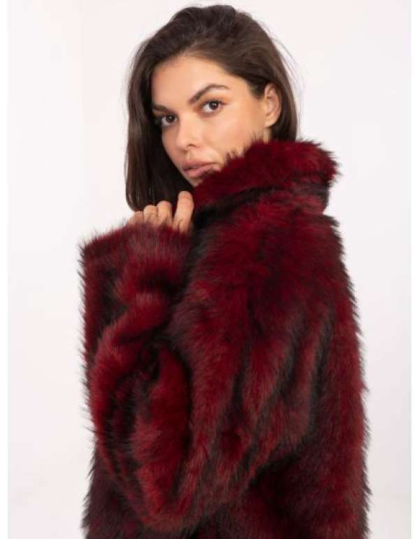 Bordó szőrme kabát zsebekkel RUE PARIS