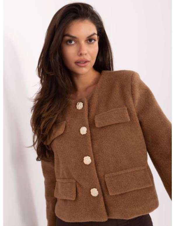 Camel színű kabát imitált zsebekkel RUE PARIS