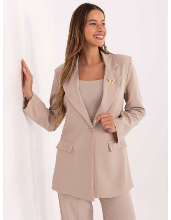 Bézs kabát vállpárnákkal RUE PARIS