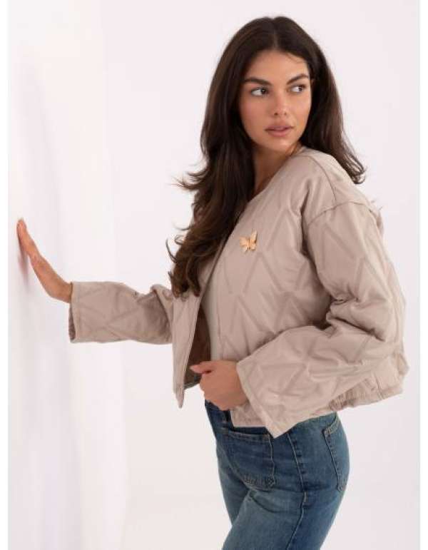 Bézs női kabát brossal RUE PARIS