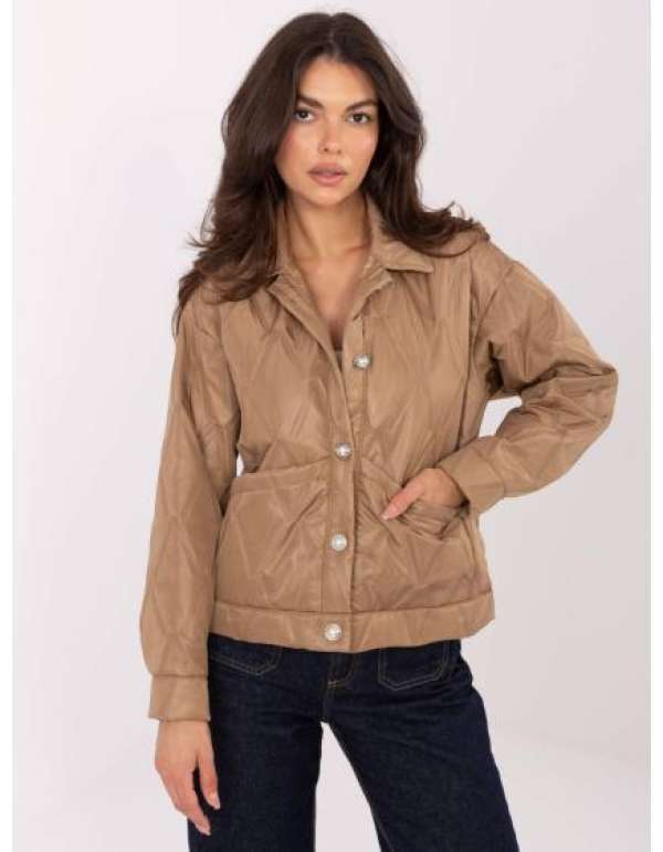 Camel színű, galléros, átmeneti kabát RUE PARIS