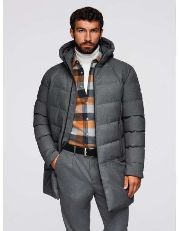 Férfi póló gombok nélkül, klasszikus kötéssel – sötétkék V1 OM-POSS-0159